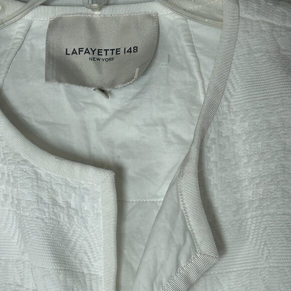 LAFAYETTE 148 LADIES BLAZER LARGE WHITE OPEN CAPSULE SUIT JACKET MINIMALIST - Picture 7 of 13